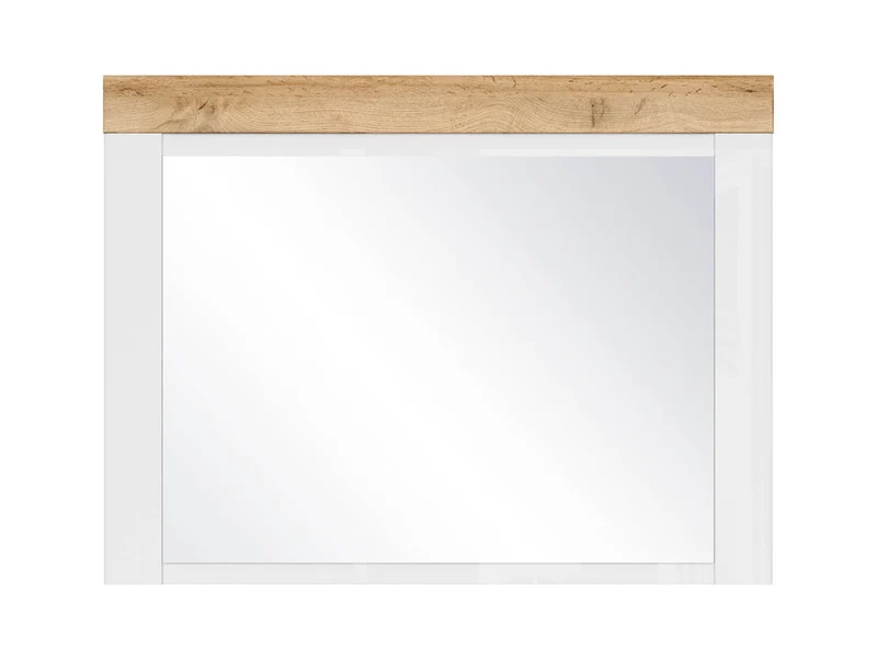 Holten Wall Mirror 92.5x70 cm – White Frame & Wotan Oak Top Rail