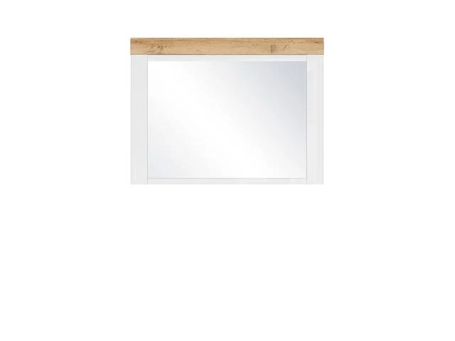 Holten Wall Mirror 92.5x70 cm – White Frame & Wotan Oak Top Rail