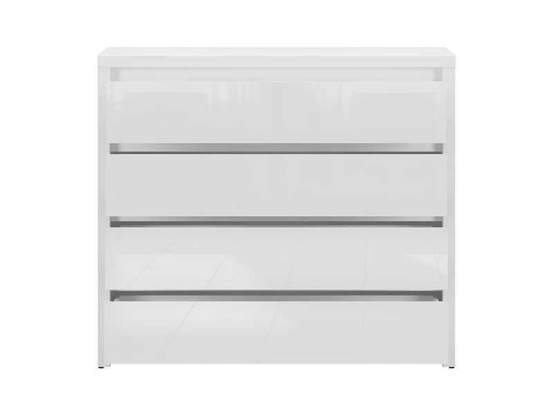 Larios Chest of Drawers 105x91 cm – White Matt & White Gloss, 4 Drawers, Angled Fronts