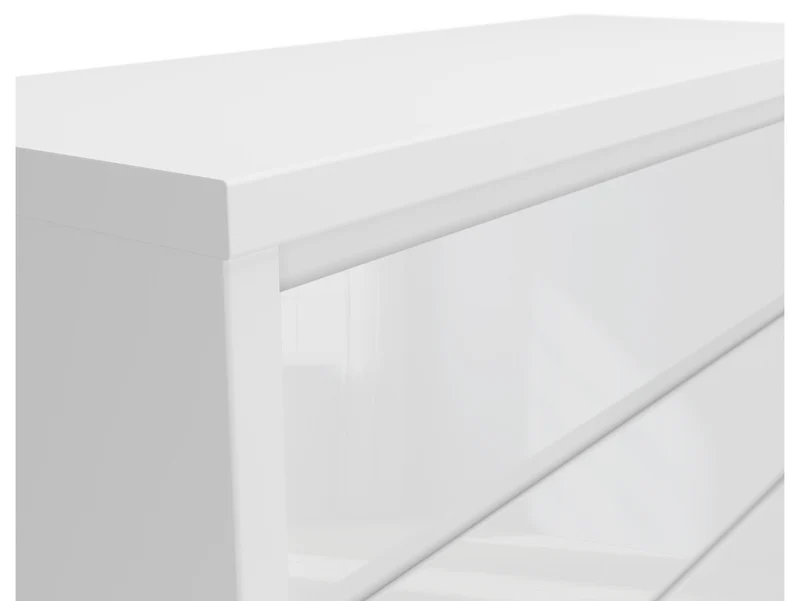 Larios Chest of Drawers 105x91 cm – White Matt & White Gloss, 4 Drawers, Angled Fronts