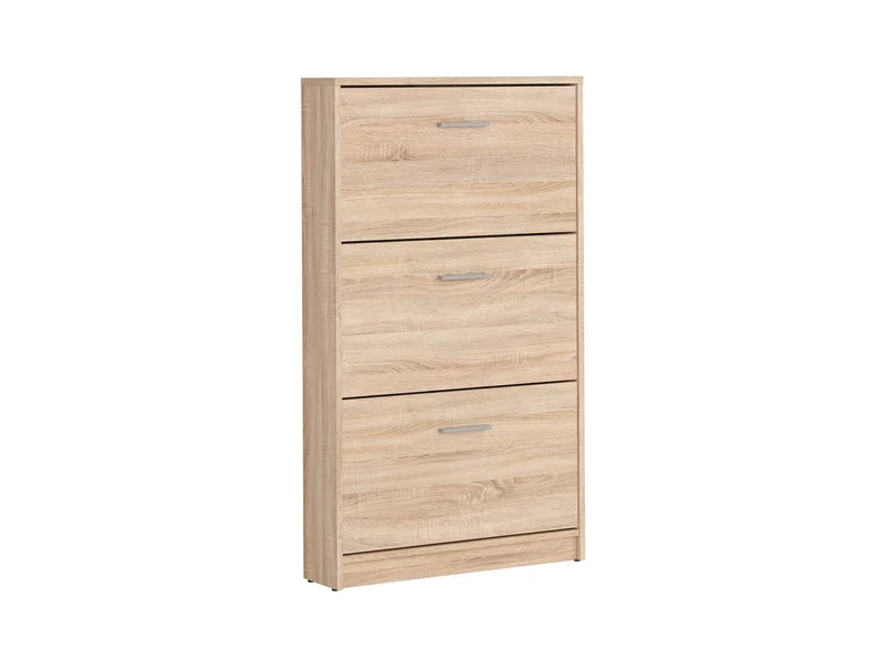 Nepo Plus Shoe Cabinet – 3-Compartment Hallway Shoe Storage with Drop-Down Doors | Sonoma Oak | 70×120.5 cm
