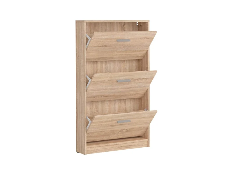 Nepo Plus Shoe Cabinet – 3-Compartment Hallway Shoe Storage with Drop-Down Doors | Sonoma Oak | 70×120.5 cm