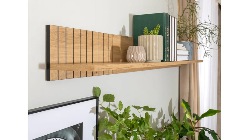 Lamea Wall Shelf 135 cm – Floating Shelf with Back Panel | Artisan Oak | 135×18×20 cm