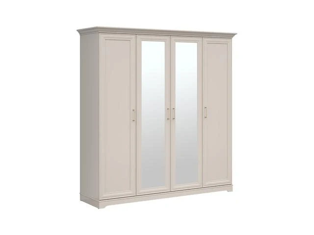 Anga 4-Door Wardrobe with Mirror – Soft-Close, Brushed Gold Handles & Hanging Rails | Uni Kashmir | 209.5×216 cm