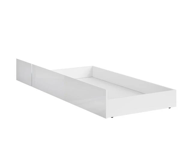 Holten Under-Bed Storage Drawer for 160 & 180 Beds – Wheeled Bedding Drawer with Dust Skirt | White / White Gloss | 199×79.5 cm