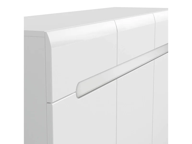 Azteca Trio Living Room Set – Chest of Drawers 150 cm + Display Cabinet 60 cm | White High Gloss | Soft-Close & LED
