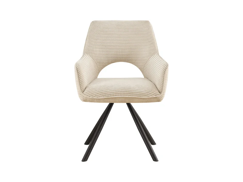 Jason Swivel Dining Chair – Corduroy Upholstered with 180° Rotation & Auto-Return | Creme