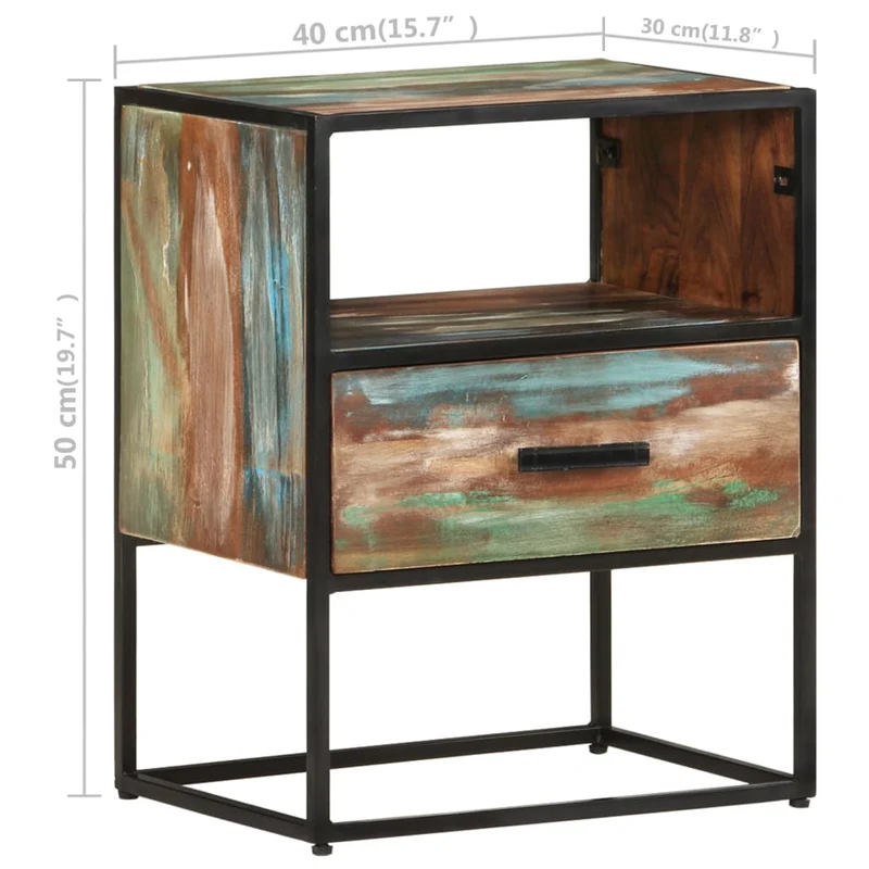 Nachttisch 40x30x50 cm Altholz Massiv