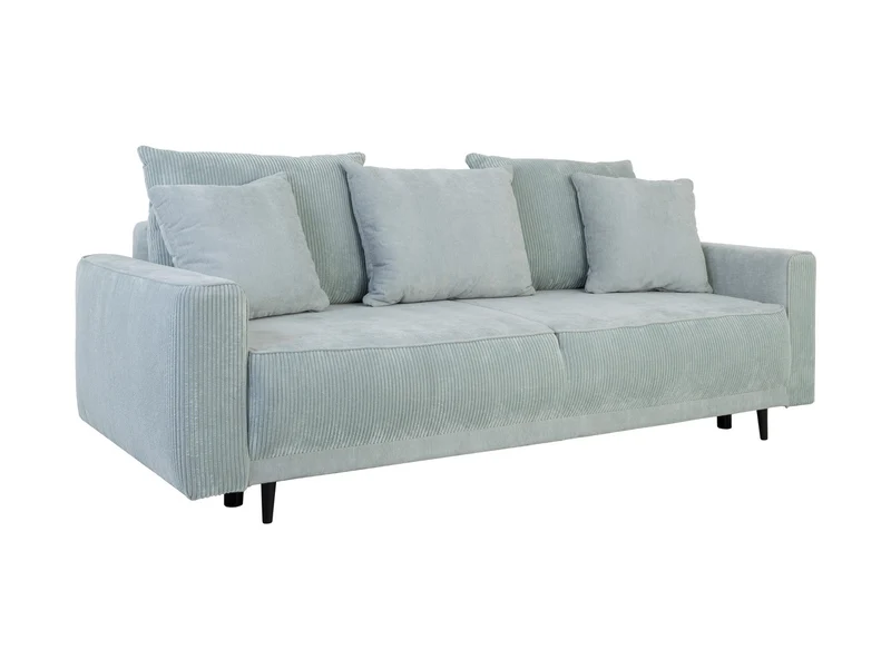 Larissa 2 3-Seater Sofa Bed — DL Auto Mechanism, 155x195cm Sleeping Surface, Wooden Legs & 5 Cushions, Mint (Rinaldi 03)