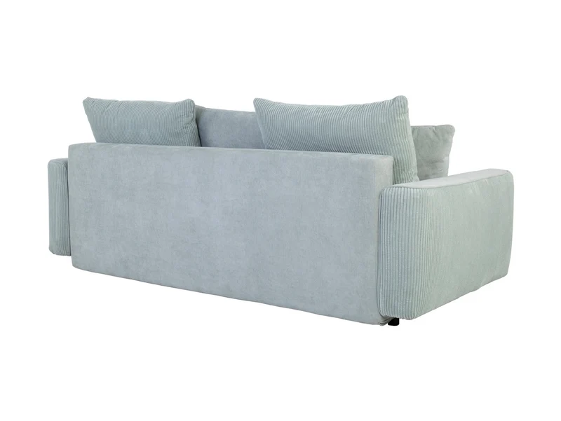 Larissa 2 3-Seater Sofa Bed — DL Auto Mechanism, 155x195cm Sleeping Surface, Wooden Legs & 5 Cushions, Mint (Rinaldi 03)