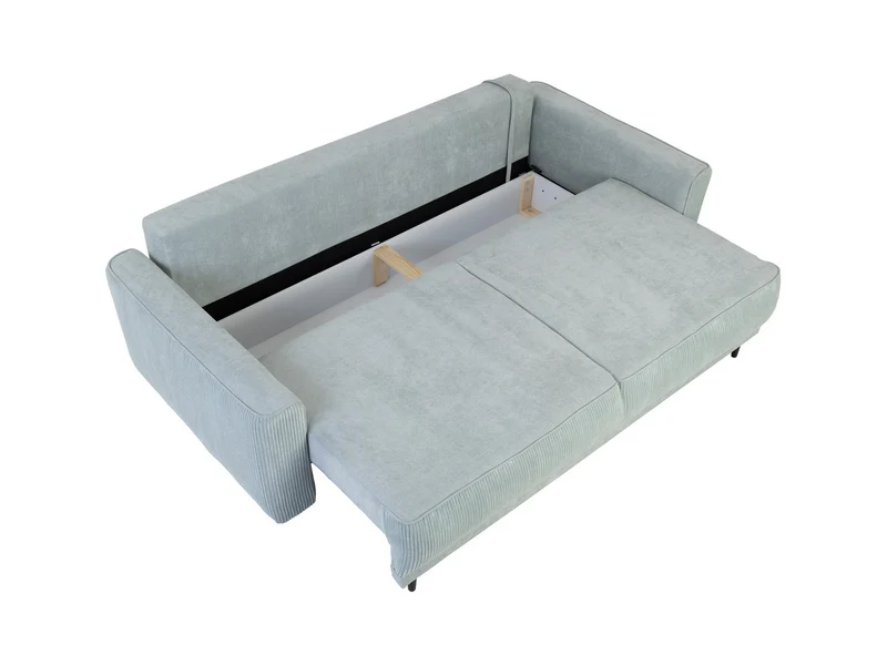 Larissa 2 3-Seater Sofa Bed — DL Auto Mechanism, 155x195cm Sleeping Surface, Wooden Legs & 5 Cushions, Mint (Rinaldi 03)