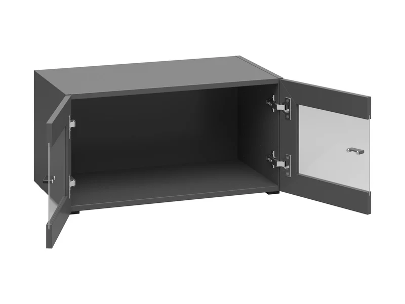 System 64 Display Cabinet — 2 Doors, Soft-Close, Wall-Mountable & Optional LED, Graphite