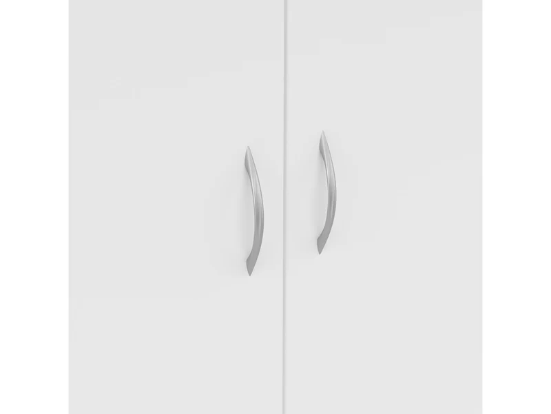 Casao 2-Door Wardrobe 91cm — Hanging Rail, Shelving Section, 2 Drawers & Grey Handles, White