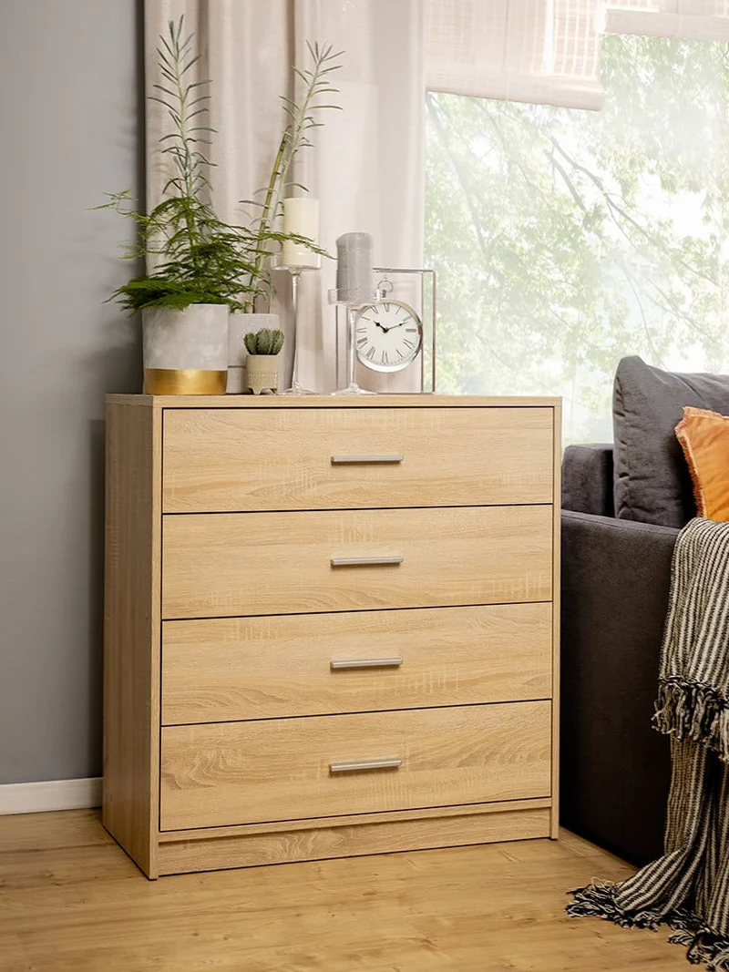 Nepo Plus Chest of Drawers — 4 Drawers, Sonoma Oak, Youth Bedroom