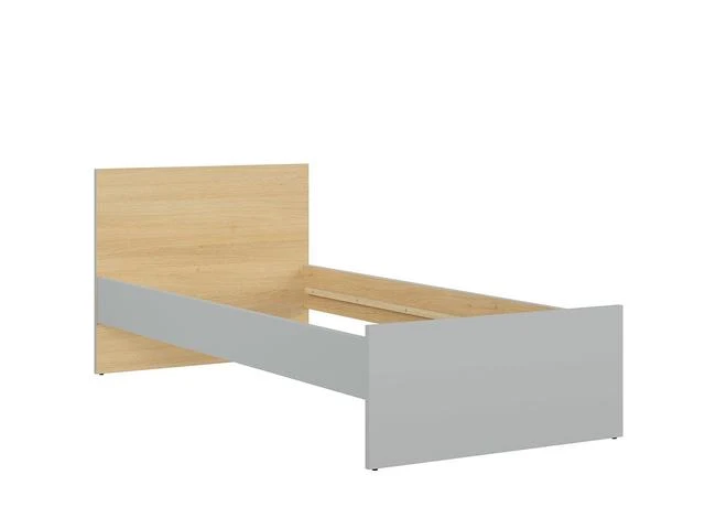 Nandu Single Bed 90 — Children & Teen Bed, Light Grey & Polish Oak