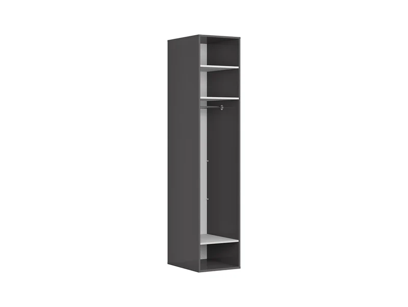 Flex Wardrobe 50 — Slim 1-Door with Hanging Rail & Shelves, Graphite