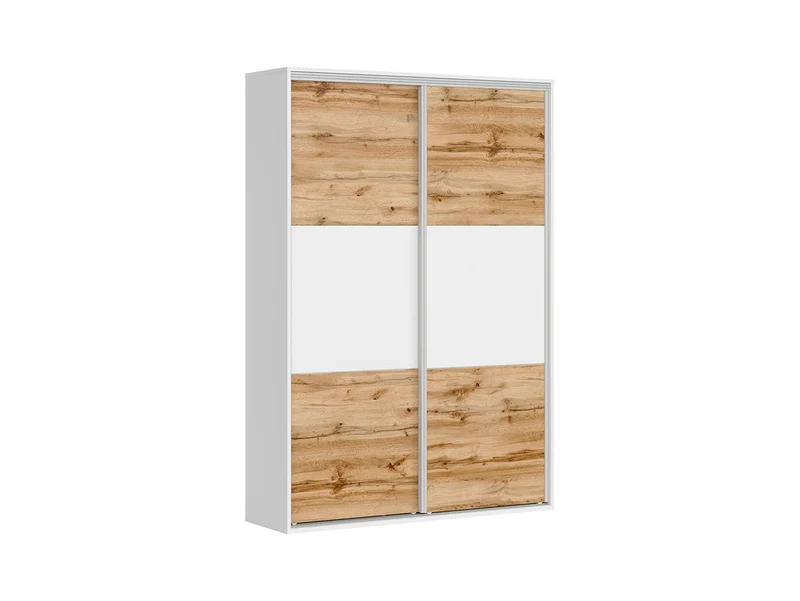 Flex Wardrobe 150 — 3 Drawers, Hanging Rail & Shelves, White & Wotan Oak