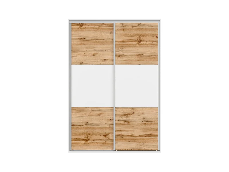 Flex Wardrobe 150 — 3 Drawers, Hanging Rail & Shelves, White & Wotan Oak