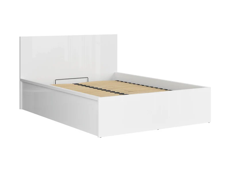 Tetrix — Bed Set 140 × 200 cm with Storage & Merida Mattress | White Gloss