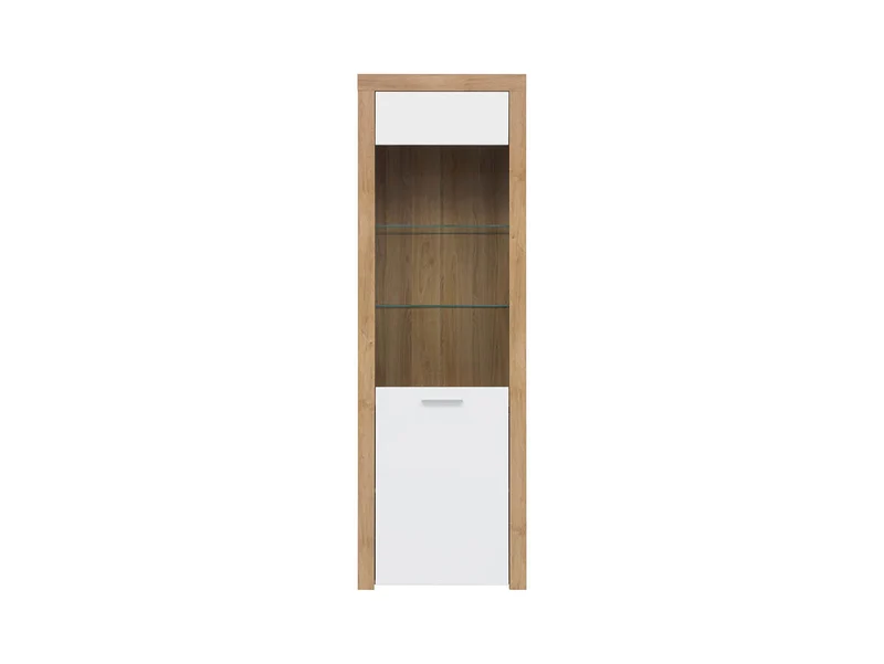 Balder — Display Cabinet | 62 × 192 cm | Glazed & Solid Door | Riviera Oak & White Gloss