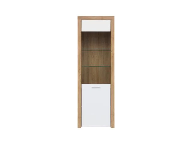 Balder — Display Cabinet | 62 × 192 cm | Glazed & Solid Door | Riviera Oak & White Gloss