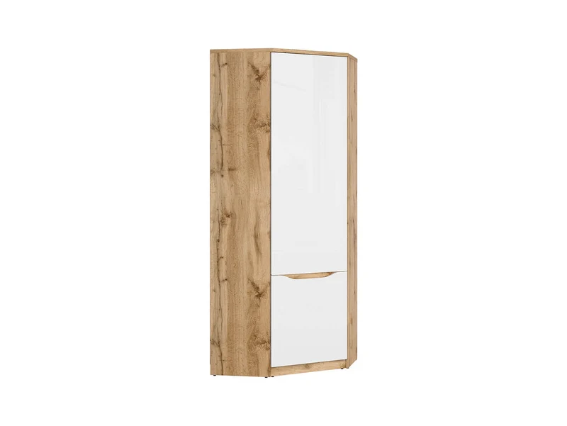 Nuis Corner Wardrobe 78 – Wotan Oak / White Mirror Gloss