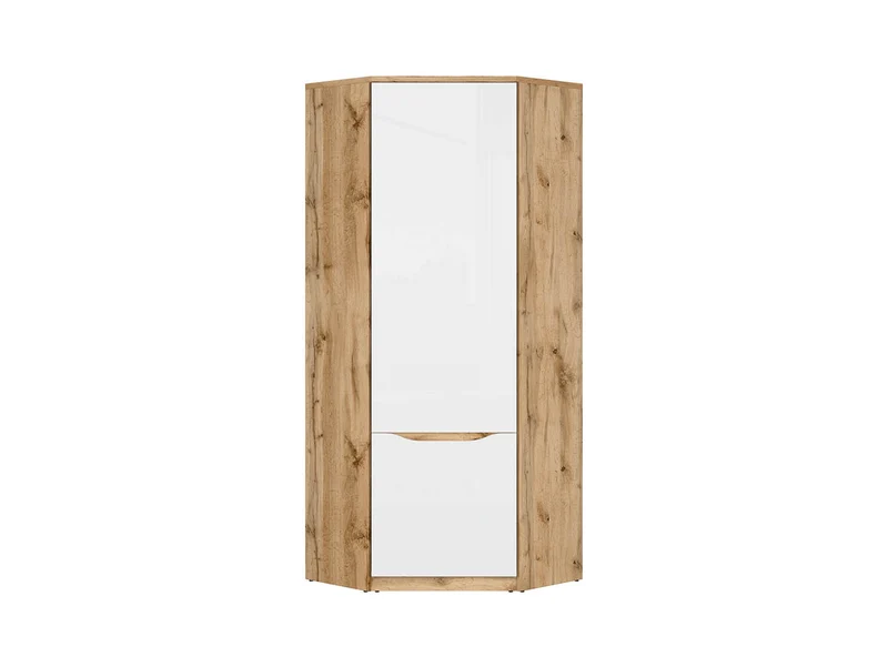 Nuis Corner Wardrobe 78 – Wotan Oak / White Mirror Gloss