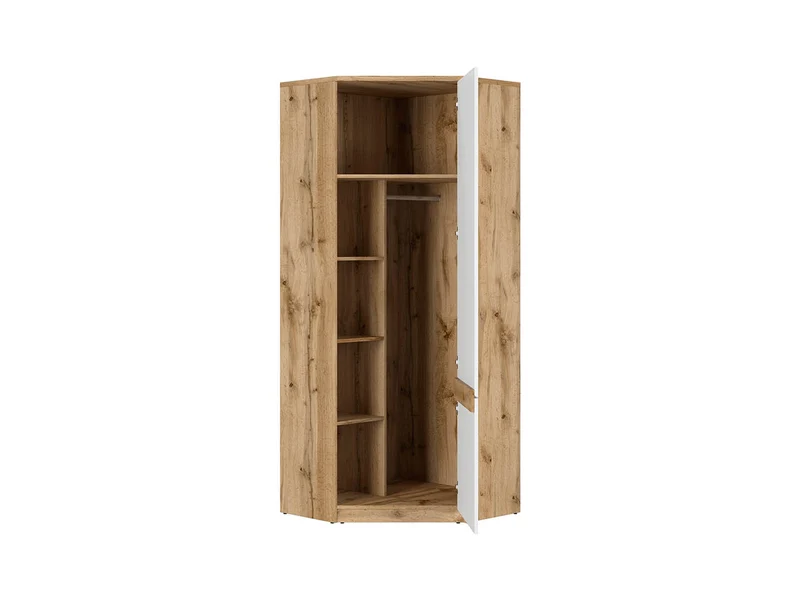 Nuis Corner Wardrobe 78 – Wotan Oak / White Mirror Gloss