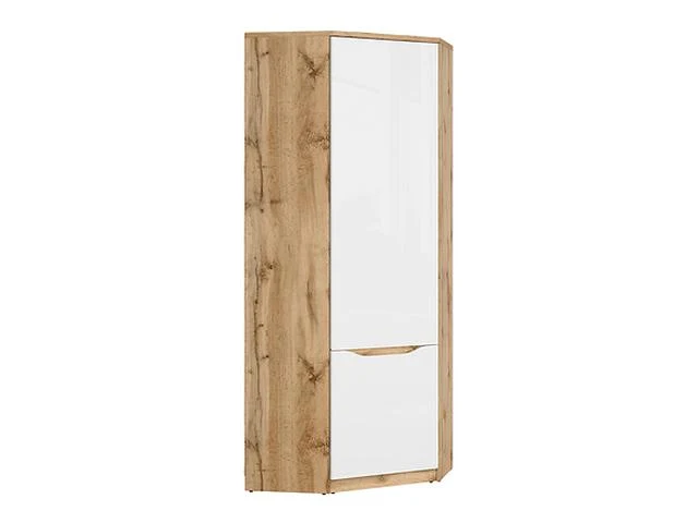 Nuis Corner Wardrobe 78 – Wotan Oak / White Mirror Gloss