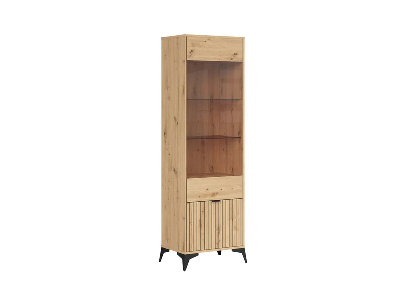 Lamea Tall Display Cabinet 60x197 – Artisan Oak & Black