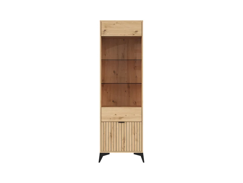 Lamea Tall Display Cabinet 60x197 – Artisan Oak & Black