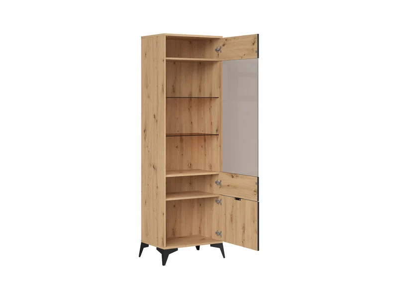 Lamea Tall Display Cabinet 60x197 – Artisan Oak & Black