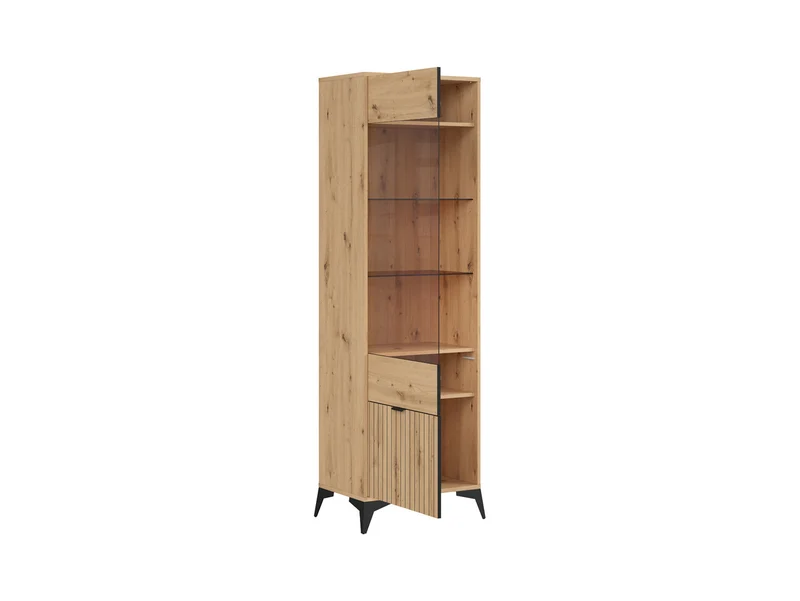 Lamea Tall Display Cabinet 60x197 – Artisan Oak & Black