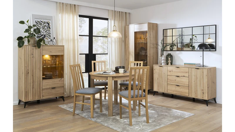 Lamea Tall Display Cabinet 60x197 – Artisan Oak & Black