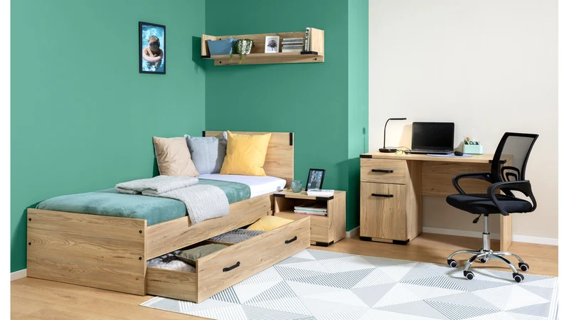 Lara Under-Bed Storage Drawer 90 – Belarus Ash & Black | Wheeled | Valance Front