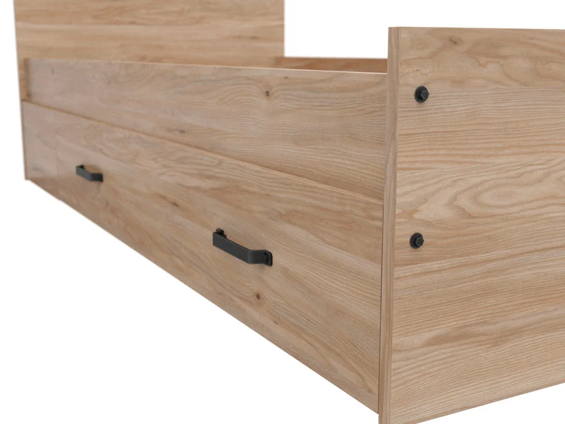 Lara Under-Bed Storage Drawer 90 – Belarus Ash & Black | Wheeled | Valance Front