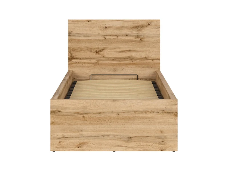 Tetrix Single Bed Set 90×200 cm with Ceres AV Pocket Spring Mattress – Storage | Wotan Oak