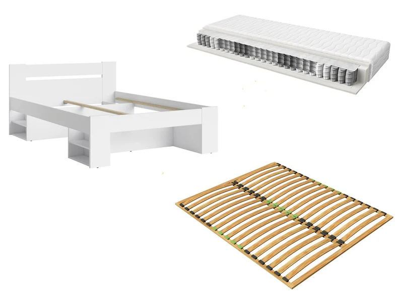 Nepo Plus Bed Set 160×200 – White | Ergo Basic Slatted Base & Premia Pocket Spring Mattress