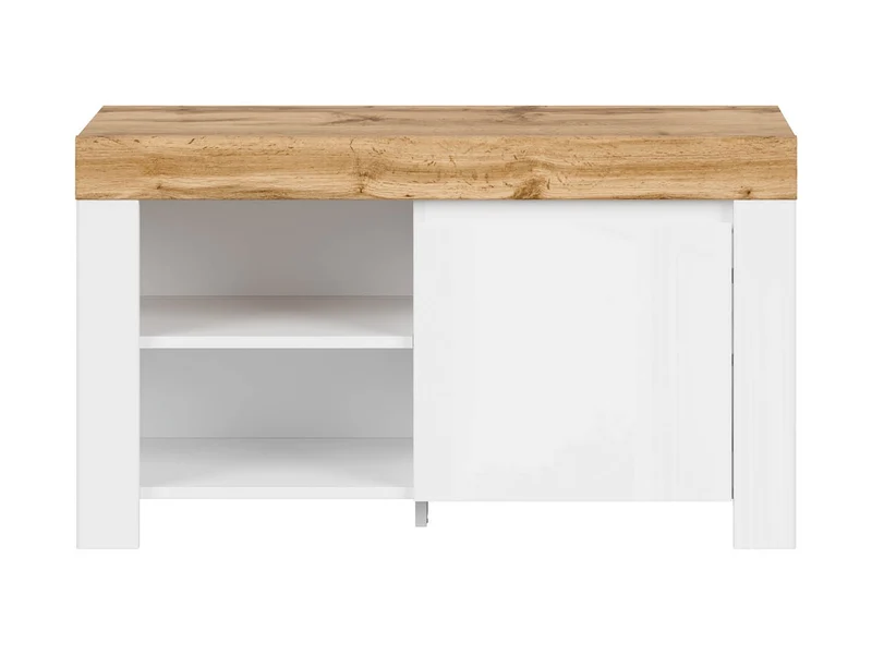 Holten — Shoe Cabinet | 92.5 cm | White Gloss & Wotan Oak | Soft-Close Door