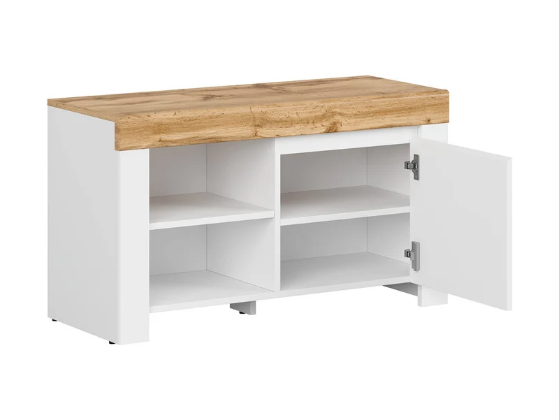 Holten — Shoe Cabinet | 92.5 cm | White Gloss & Wotan Oak | Soft-Close Door