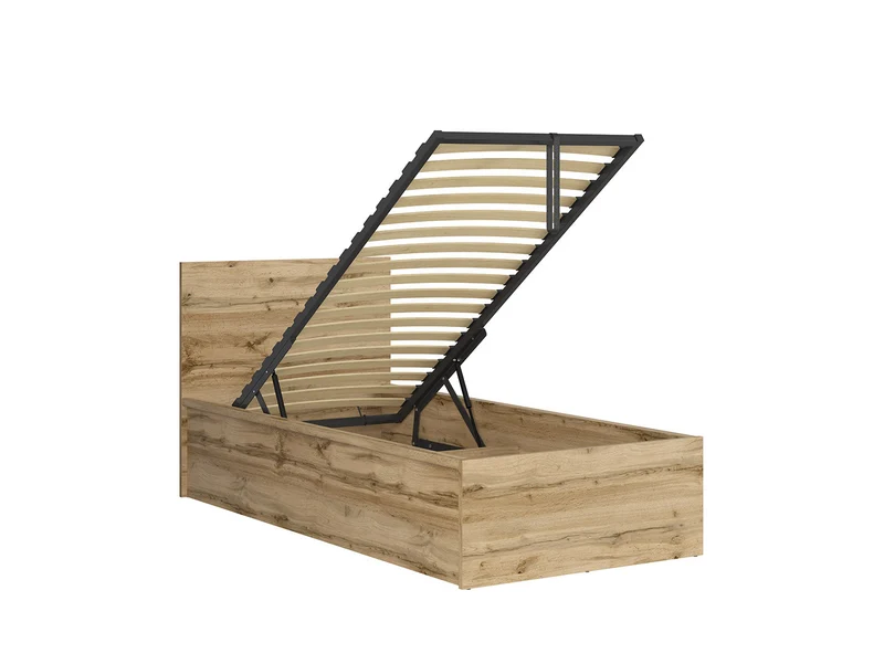 Tetrix — Bed Set 90 × 200 cm with Storage & Mimas Mattress | Wotan Oak