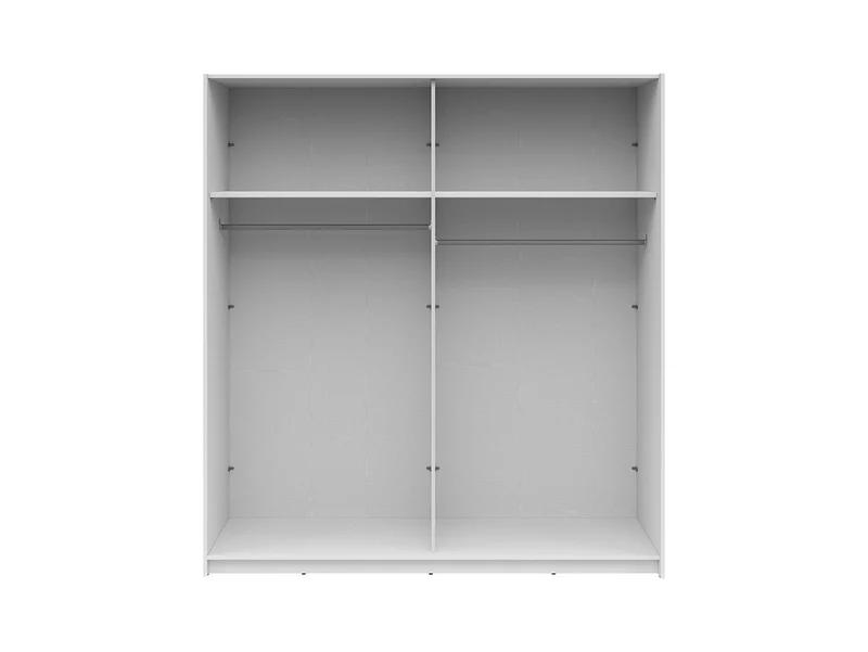 Eleven — Sliding Door Wardrobe | 180.5 × 197 cm | Mirror & Matt White | 2 Rails & 2 Shelves