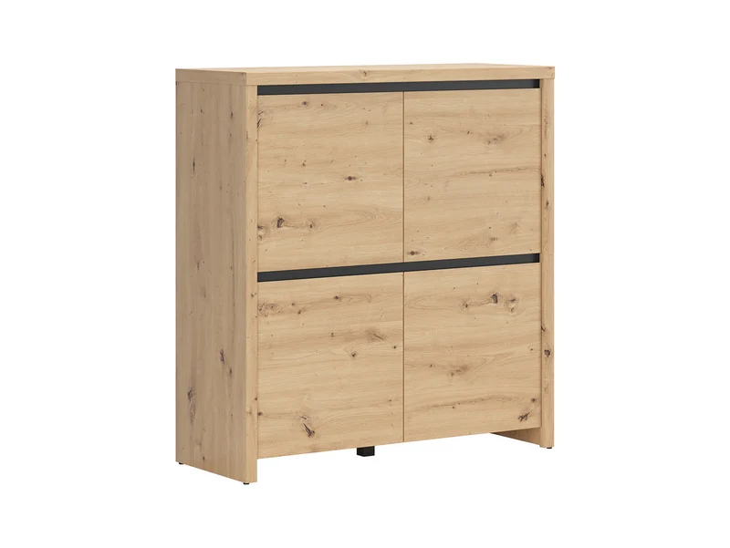 Larios 4-Door Cabinet 105×112cm – Artisan Oak & Black | Routed Fronts