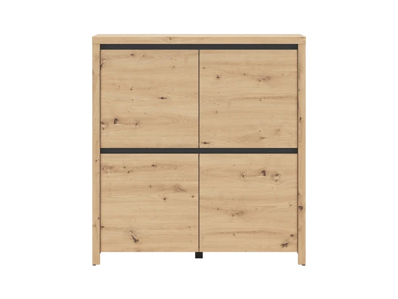 Larios 4-Door Cabinet 105×112cm – Artisan Oak & Black | Routed Fronts