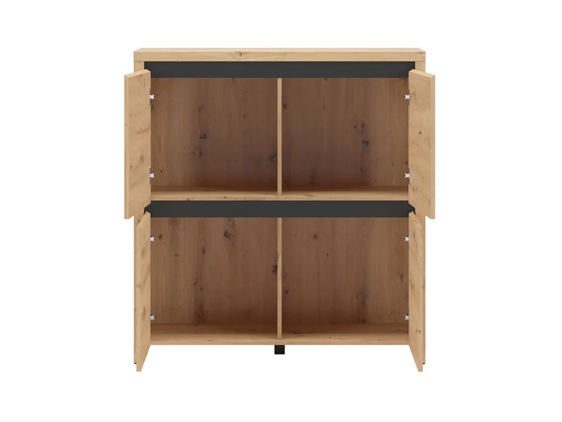 Larios 4-Door Cabinet 105×112cm – Artisan Oak & Black | Routed Fronts