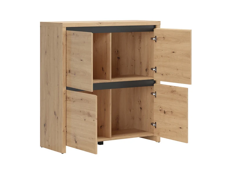 Larios 4-Door Cabinet 105×112cm – Artisan Oak & Black | Routed Fronts