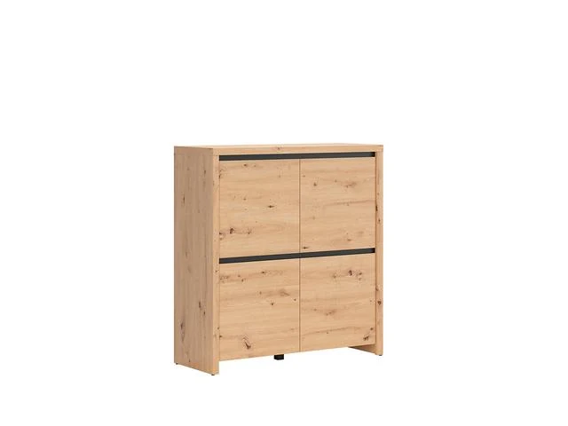 Larios 4-Door Cabinet 105×112cm – Artisan Oak & Black | Routed Fronts