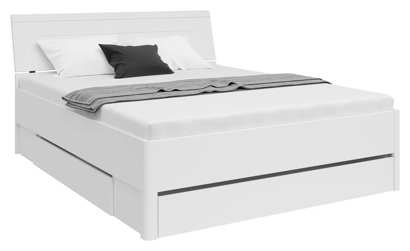 Saturn Double Bed 160×200 with 3 Storage Drawers – White