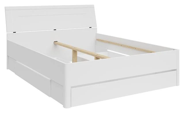 Saturn Double Bed 160×200 with 3 Storage Drawers – White