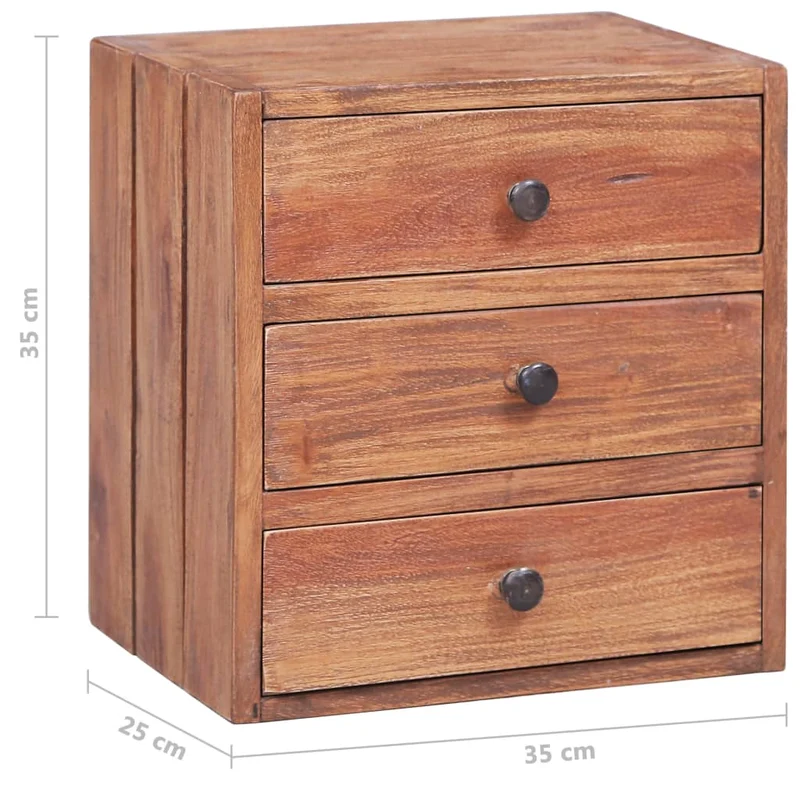 Nachttisch mit 3 Schubladen 35x25x35 cm Altholz Massiv